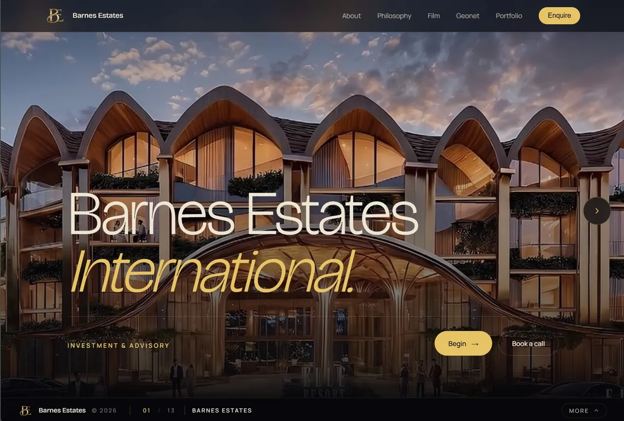 Barnes Estates website, homepage screenshot