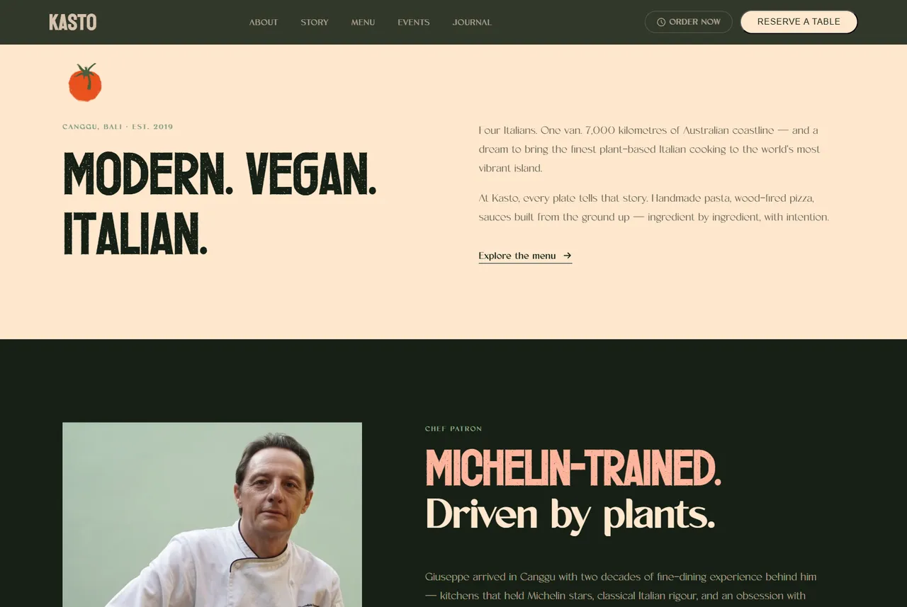 Kasto Bali website, homepage screenshot