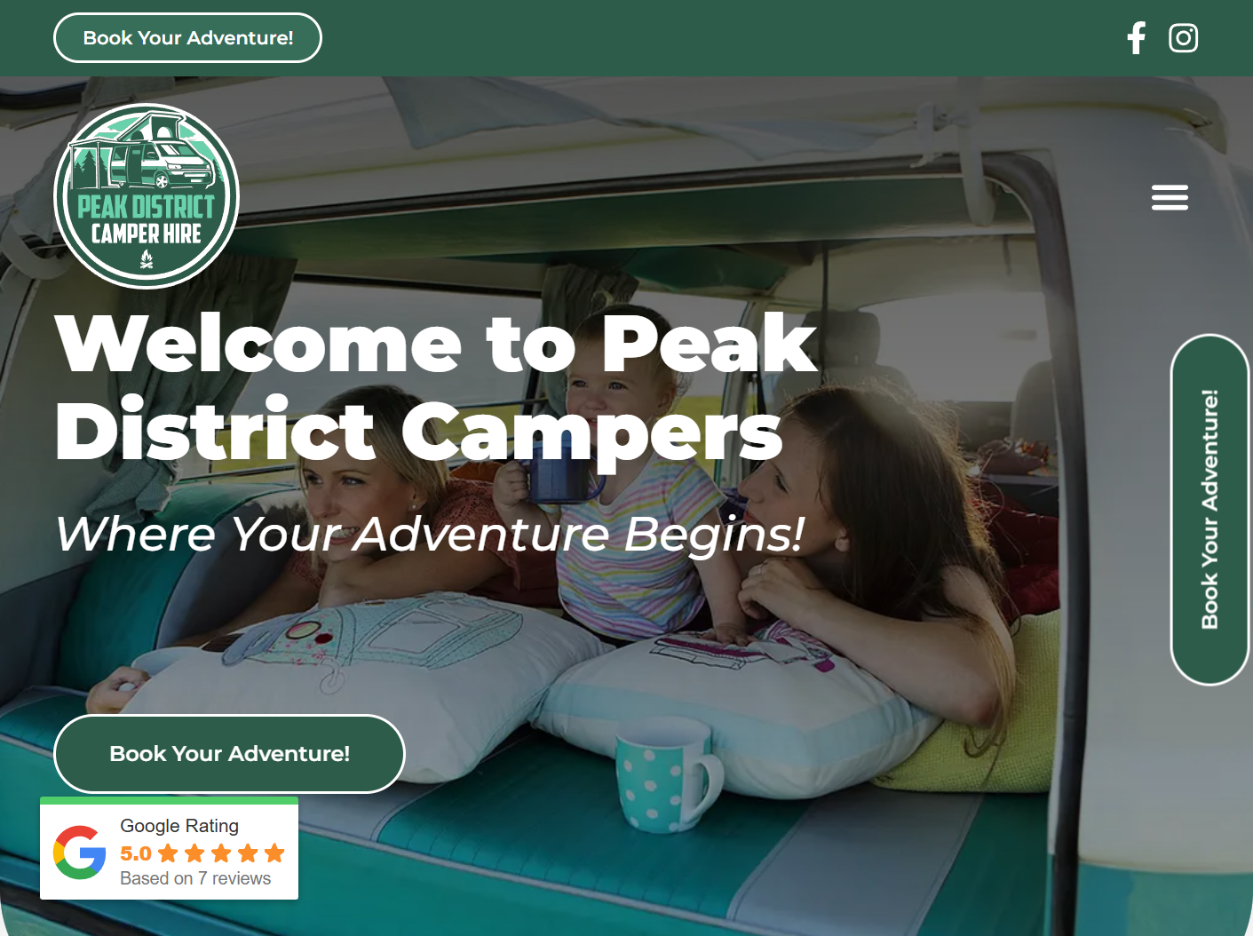 peakdistrictcamperhire.co.uk — rental and booking site