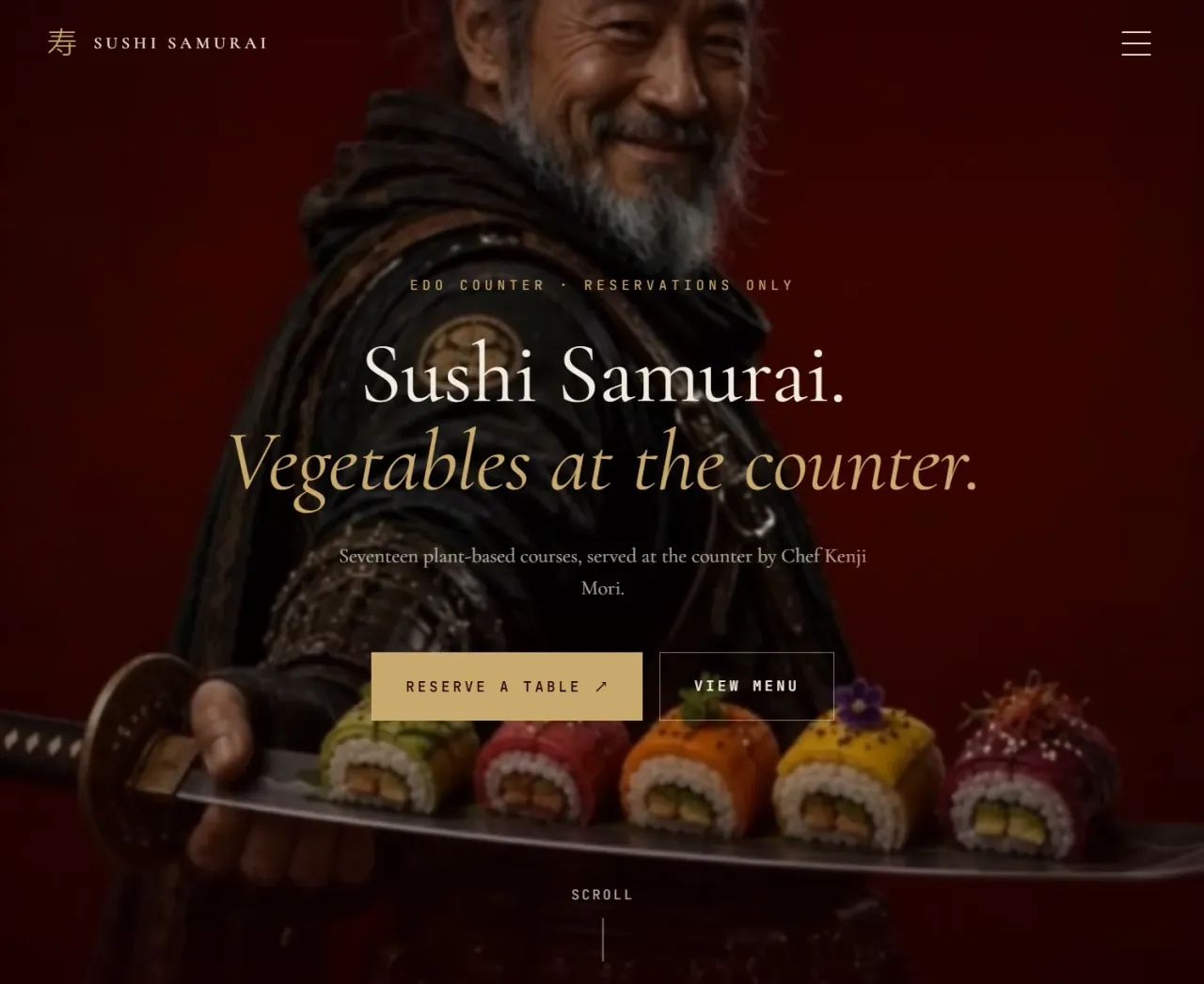 Sushi Samurai - homepage screenshot